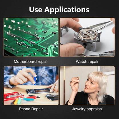 Head-Mounted Magnifier with 2 LED Lights - 10x, 15x, 20x, 25x Lenses for Close Work, Jewelry, Eyelash Extensions, Welding, Handmade & Cross-Stitch