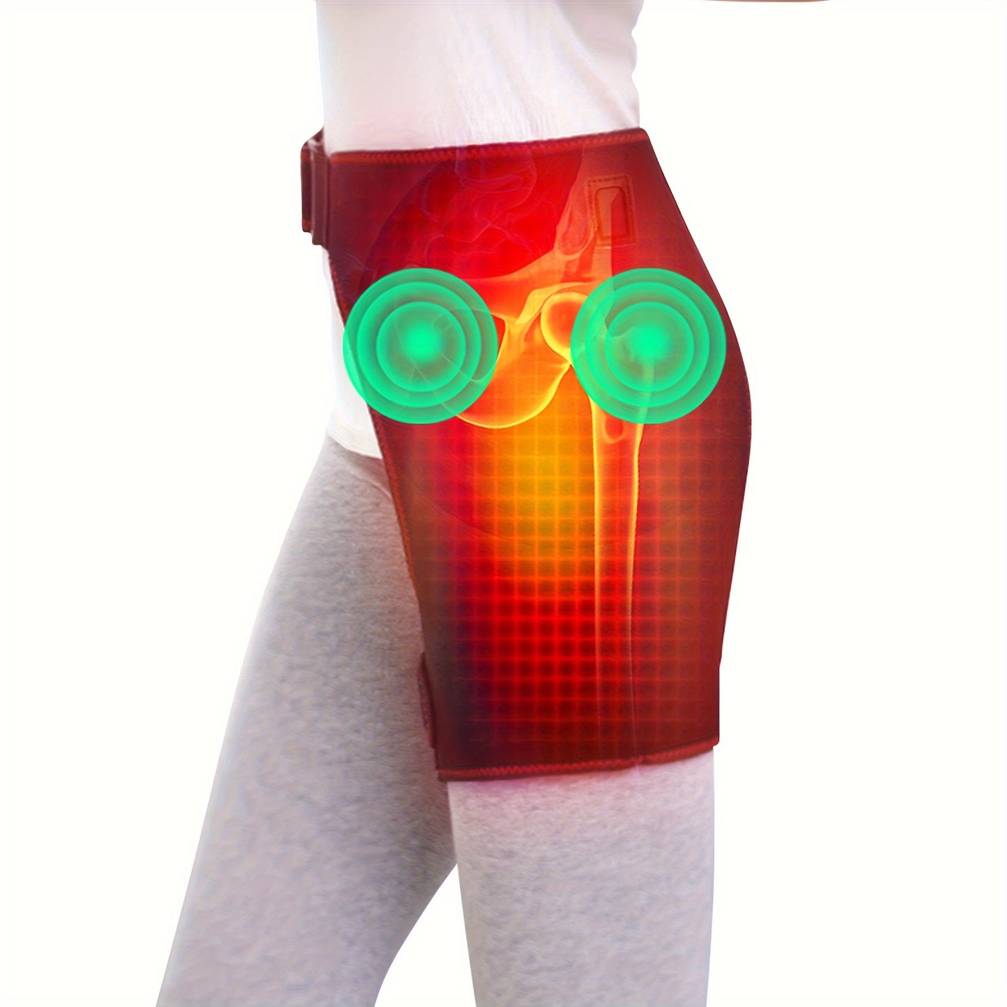 USB Electric Heated Hip Brace – Thermal Compression with Vibration Massage, Thigh Support and Groin Wrap (1pc)