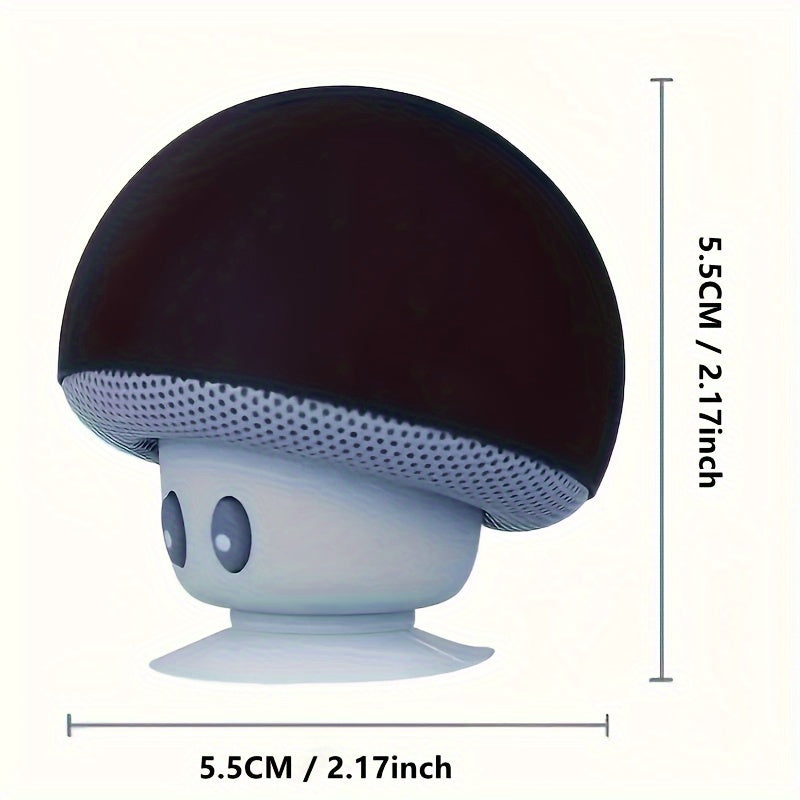 Mushroom Portable Wireless Speaker with Suction Cup Stand - Stereo Sound, Button Control, USB Rechargeable, 200mAh Battery, Compact Subwoofer for Smartphones/Tablets - Ideal for Travel & Outdoor Use