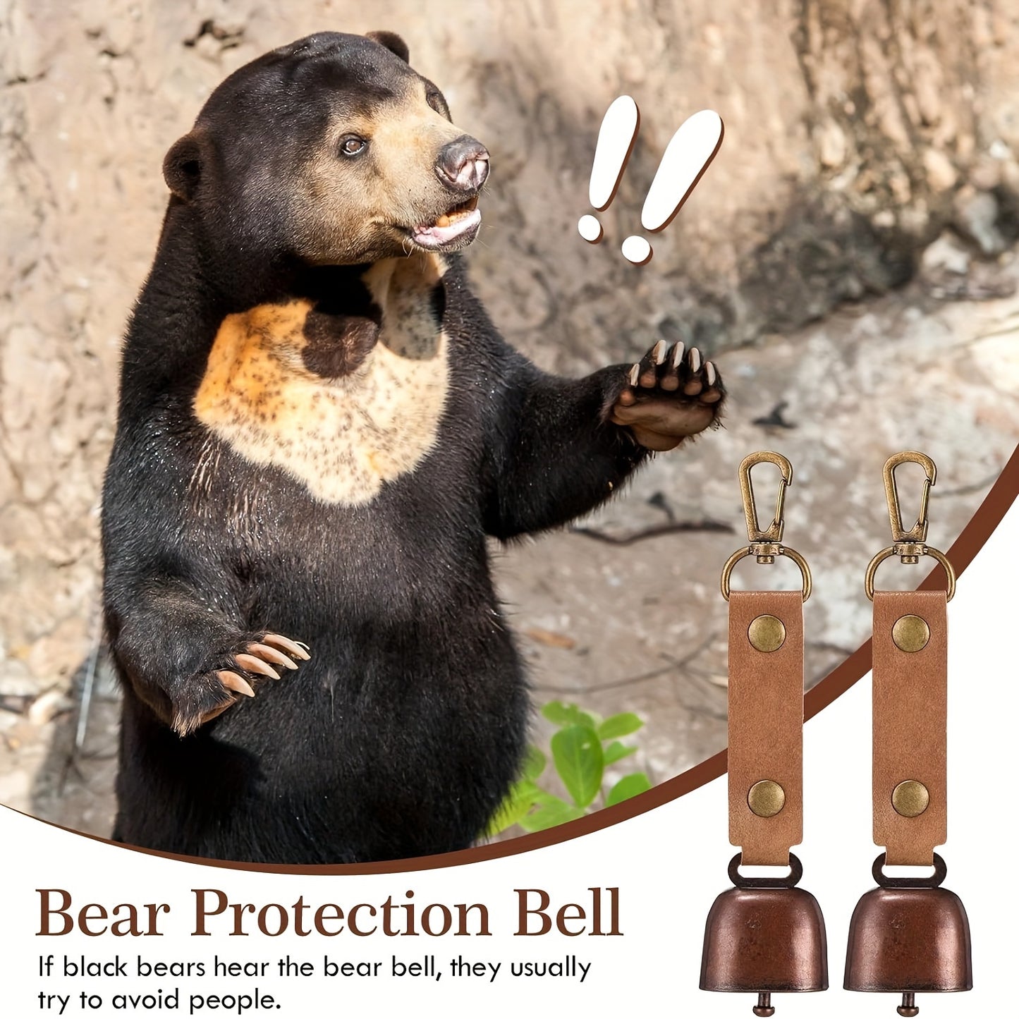 Loud Bear Bell with Whistle Set – Emergency Whistle & Carabiner for Hiking, Biking, Fishing & Climbing Survival