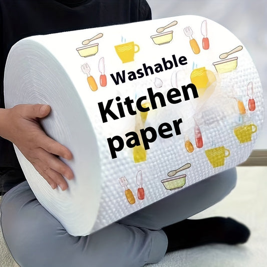 1 Roll (400 Sheets) Lazy Rag - Disposable Kitchen Paper Towel, Washable Wet and Dry Dual-Use Towel, Dishwashing Cloth, Non-Stick Oil Rag, Degreasing Towel, Household Cleaning Rag