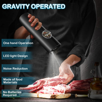 Rechargeable Electric Salt and Pepper Grinder Set - 1/2 pcs, Adjustable Coarseness, LED Light, USB Charging | One-Hand Operation, Space-Saving, Easy to Clean - Perfect Mother's Day Gift