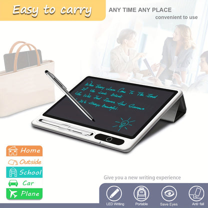 9.3in Ultra-Slim LCD Writing Tablet with Leather Protective Case - Portable Digital Handwriting Pad for Doodling, Drawing, Note-Taking - Ideal Gift for Students, Adults, School, or Office