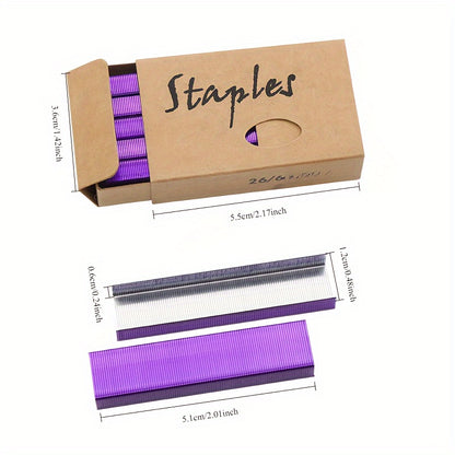 1000pcs Colorful Stapler Set - Universal Office Supplies for Document and Book Stapling, Made of Durable Metal Materials