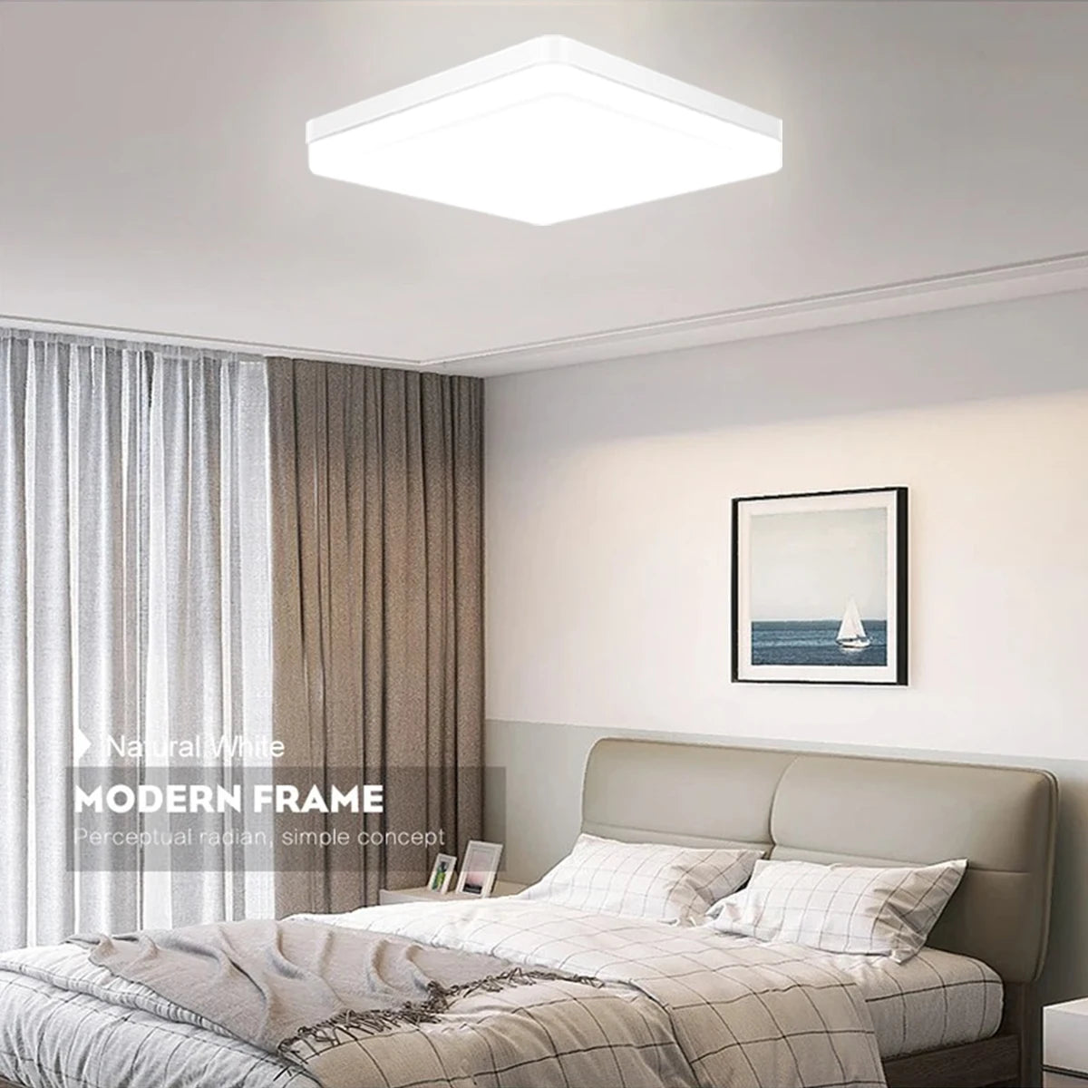 IRALAN Square LED Ceiling Light: Neutral White, Cool White, Warm White - 48W, 36W, 24W, 18W Bedroom Light