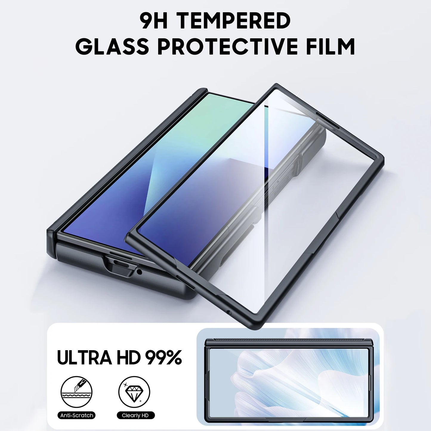 Samsung Galaxy Z Fold 7 Case – Black Shockproof Silicone Wallet with RFID Card Holder, Hinge & Camera Protection