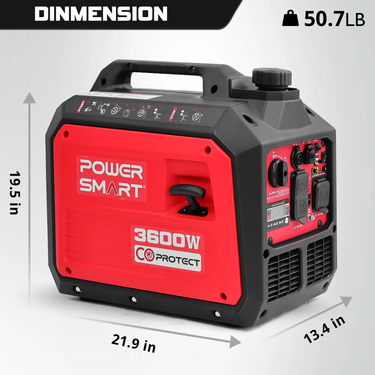 PowerSmart 3600W Portable Inverter Generator – Gas-Powered, Super Quie ...
