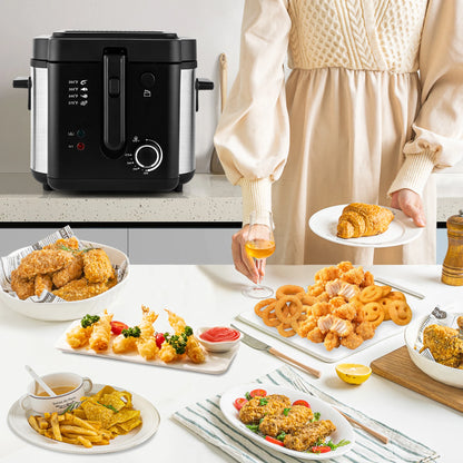 2.5L Electric Deep Fryer – Large Capacity Oil Frying Machine for Fried Chicken, Fries, Commercial & Countertop Use