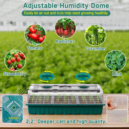 36-Cell Seed Starter Tray with Grow Light — Adjustable 3-Color Lighting, Humidity Dome for Seed Germination