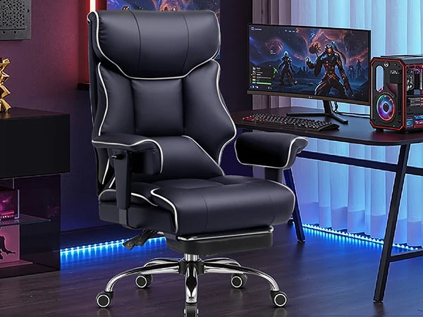 COMHOMA Big & Tall Office Chair – 400lbs High Back Leather Executive Chair with Ergonomic Lumbar Support & Pocket Spring Cushion