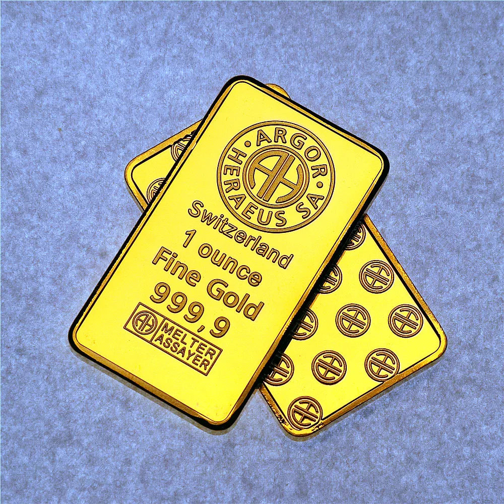 1 oz Swiss Argor Heraeus Gold Bar — 24K Gold Coin Bullion with Acrylic Seal & Unique Serial Number, Non-Magnetic