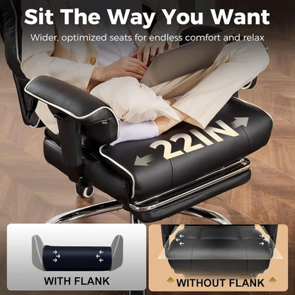 COMHOMA Big & Tall Office Chair – 400lbs High Back Leather Executive Chair with Ergonomic Lumbar Support & Pocket Spring Cushion