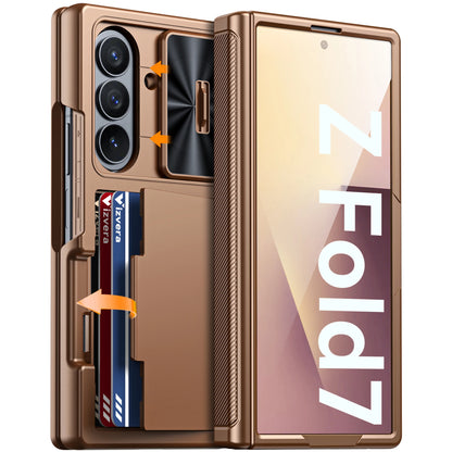 Samsung Galaxy Z Fold 7 Case – Black Shockproof Silicone Wallet with RFID Card Holder, Hinge & Camera Protection