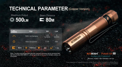 ACEBEAM Pokelit AA EDC Flashlight - 1000 Lumens, CRI90, USB-C Rechargeable, IP68 Waterproof Small Pocket LED for Everyday Carry