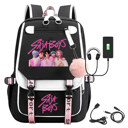 KPop Demon Hunters Saja Boys Backpack – Gothic Hip Hop School Bag for Teenagers