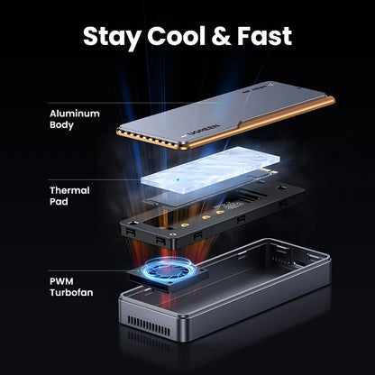 UGREEN 40Gbps NVMe SSD Enclosure – M.2 to USB4.0 Adapter with Built-in Cooling Aluminum Case