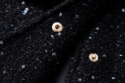 Nlzgmsj Women's Shiny Sequin Jacket – Y2K Gold Stand Collar Long Sleeve Short Coat, Autumn/Winter High Streetwear