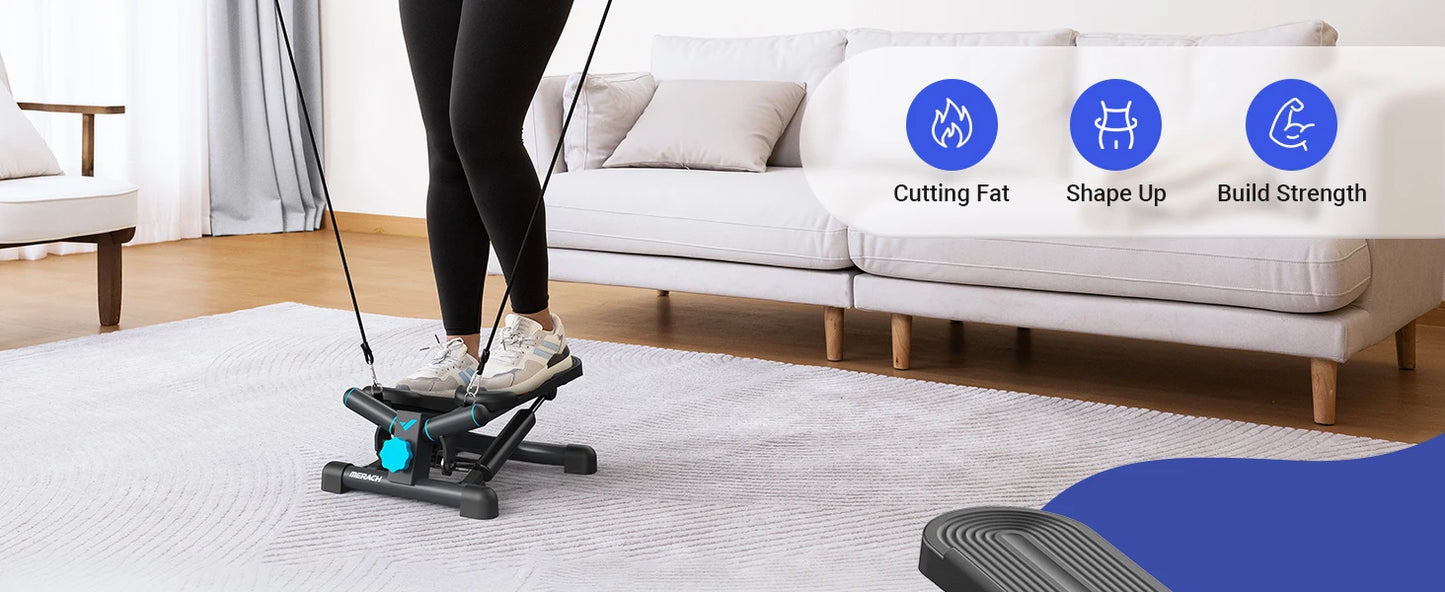 MERACH Mini Stepper with Resistance Bands — 330lbs Capacity Fitness Stepper for Home Exercise & Twisting Workouts