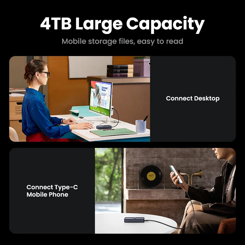 UGREEN 40Gbps NVMe SSD Enclosure – M.2 to USB4.0 Adapter with Built-in Cooling Aluminum Case