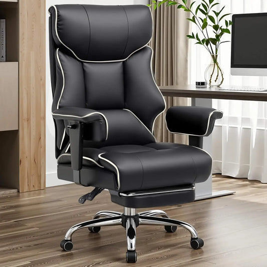 COMHOMA Big & Tall Office Chair – 400lbs High Back Leather Executive Chair with Ergonomic Lumbar Support & Pocket Spring Cushion