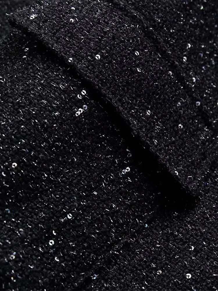 Nlzgmsj Women's Shiny Sequin Jacket – Y2K Gold Stand Collar Long Sleeve Short Coat, Autumn/Winter High Streetwear