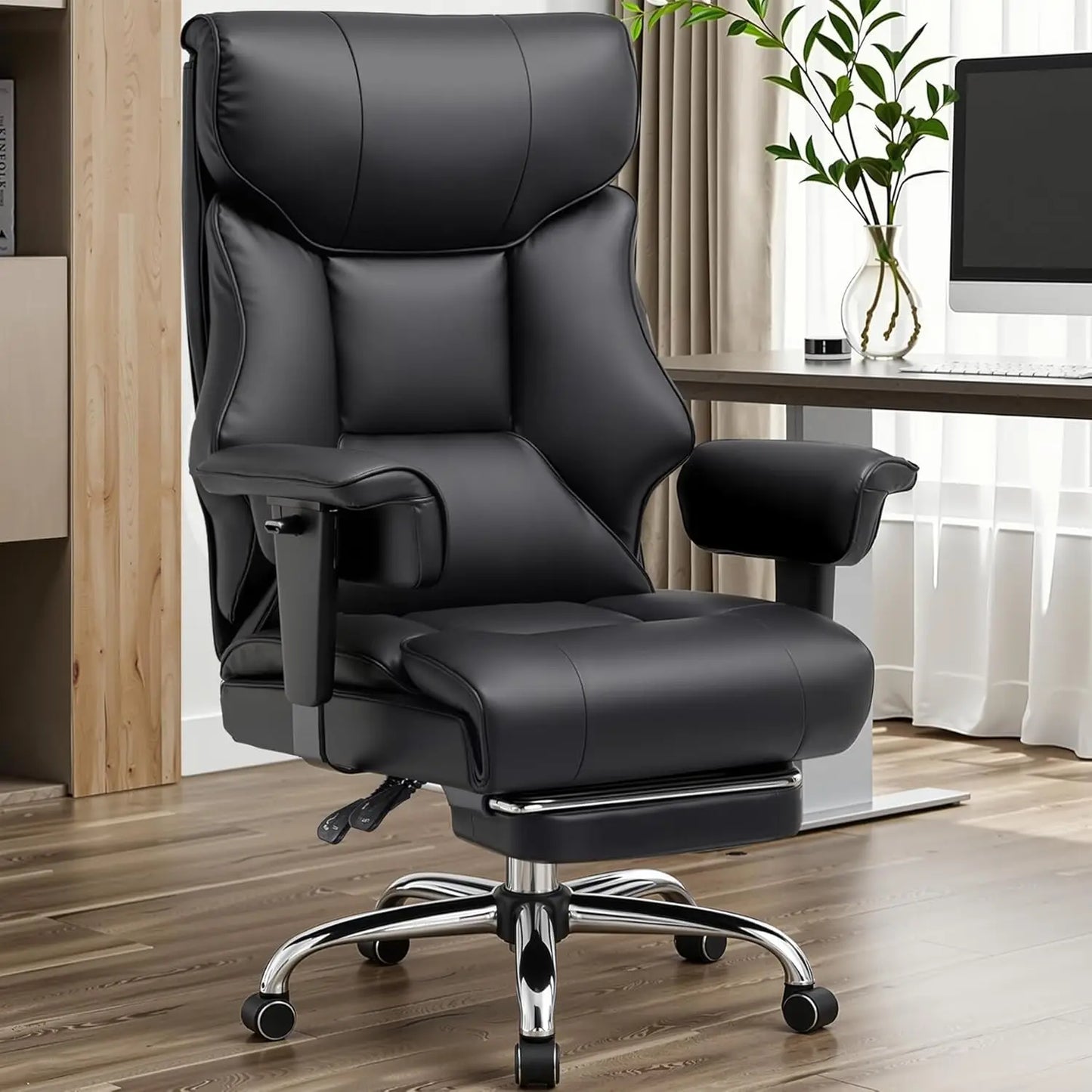 COMHOMA Big & Tall Office Chair – 400lbs High Back Leather Executive Chair with Ergonomic Lumbar Support & Pocket Spring Cushion