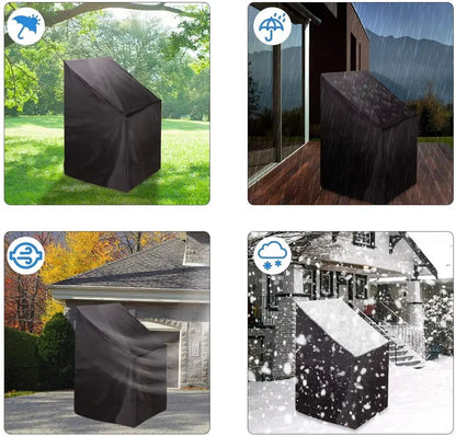 Outdoor Stackable Chair Dust Cover – Waterproof Black Furniture Protection Bag