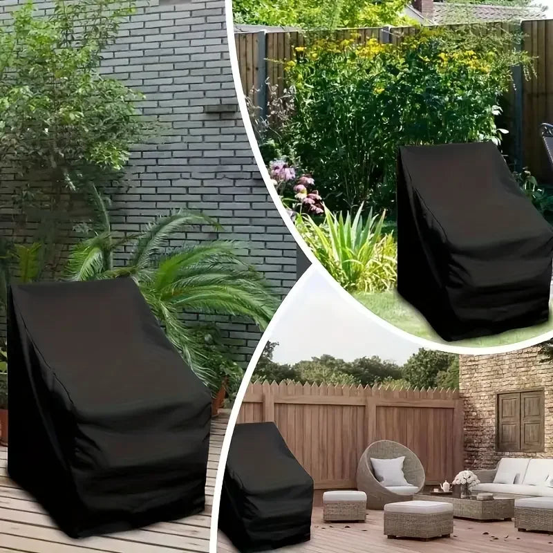 Outdoor Stackable Chair Dust Cover – Waterproof Black Furniture Protection Bag