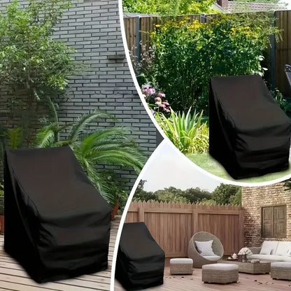Outdoor Stackable Chair Dust Cover – Waterproof Black Furniture Protection Bag