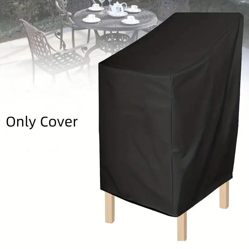 Outdoor Stackable Chair Dust Cover – Waterproof Black Furniture Protection Bag