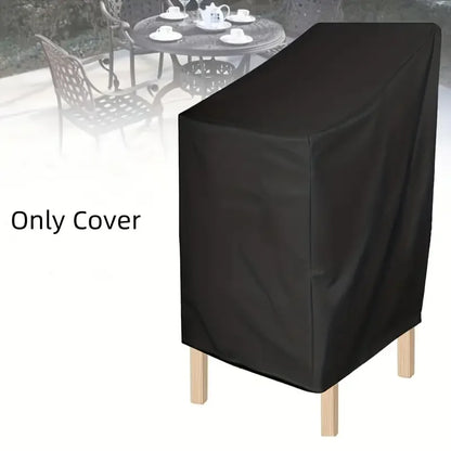 Outdoor Stackable Chair Dust Cover – Waterproof Black Furniture Protection Bag