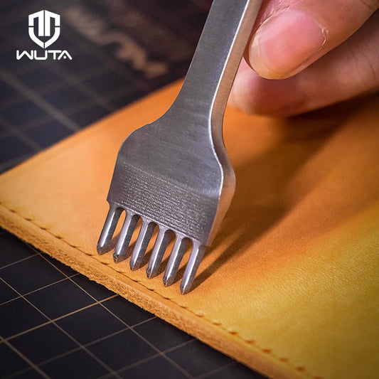WUTA Leather Chisel Tool – Diamond Pricking Iron with 3/4/5/6mm Hole Punch for Stitching & Leathercraft