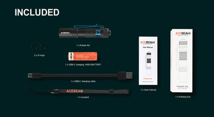 ACEBEAM Pokelit AA EDC Flashlight - 1000 Lumens, CRI90, USB-C Rechargeable, IP68 Waterproof Small Pocket LED for Everyday Carry