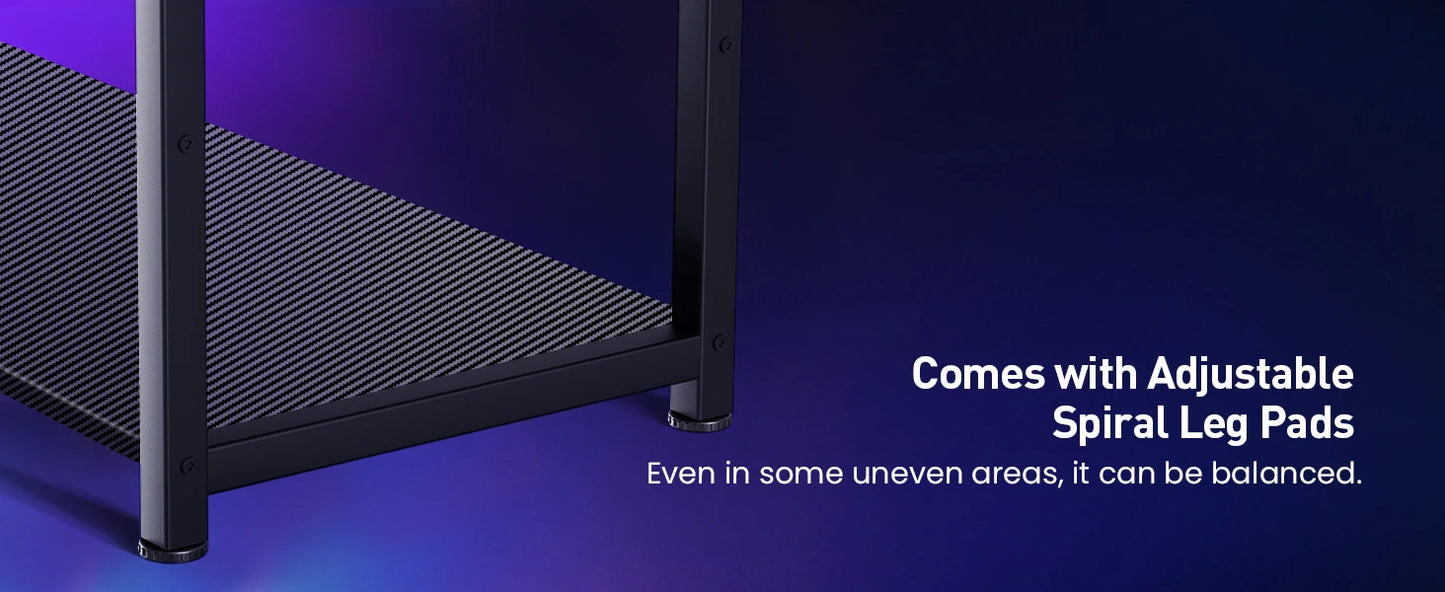 L-Shaped Gaming Desk with Drawers – Carbon Fiber Computer Desk with Monitor Arm for Home Office