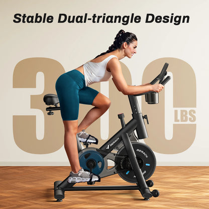 MERACH Exercise Bike – Low Noise Stationary Cycling Bike with 270lbs Weight Capacity, Tablet Mount & Fitness Courses for Indoor Workouts