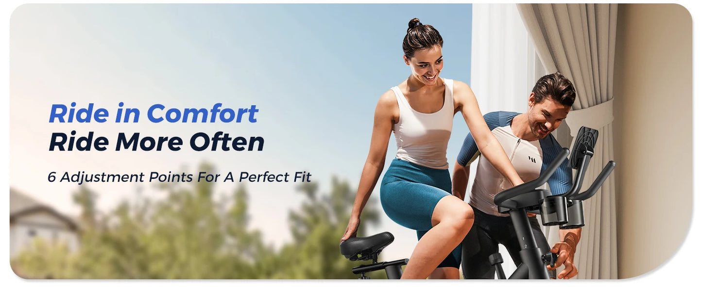 MERACH Exercise Bike – Low Noise Stationary Cycling Bike with 270lbs Weight Capacity, Tablet Mount & Fitness Courses for Indoor Workouts