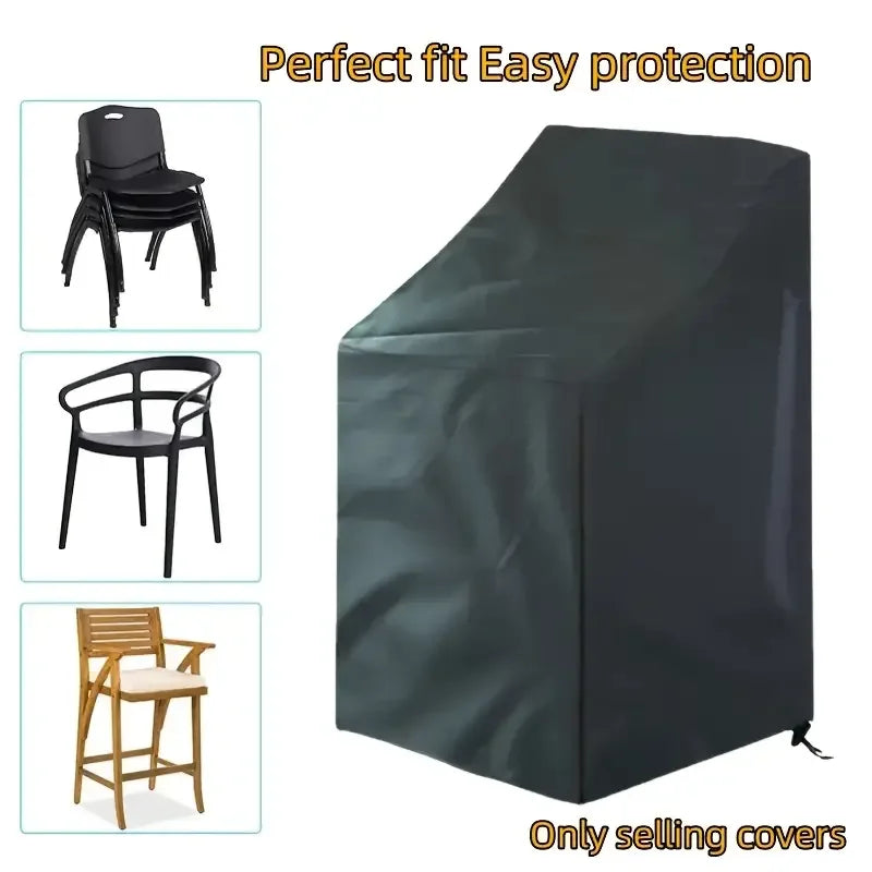 Outdoor Stackable Chair Dust Cover – Waterproof Black Furniture Protection Bag