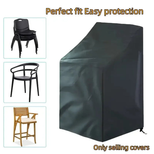 Outdoor Stackable Chair Dust Cover – Waterproof Black Furniture Protection Bag