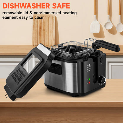 2.5L Electric Deep Fryer – Large Capacity Oil Frying Machine for Fried Chicken, Fries, Commercial & Countertop Use