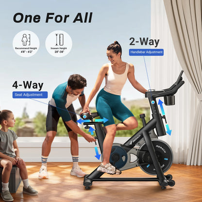 MERACH Exercise Bike – Low Noise Stationary Cycling Bike with 270lbs Weight Capacity, Tablet Mount & Fitness Courses for Indoor Workouts