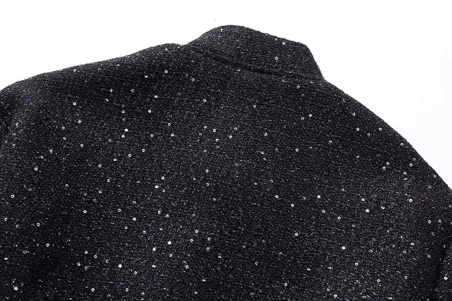 Nlzgmsj Women's Shiny Sequin Jacket – Y2K Gold Stand Collar Long Sleeve Short Coat, Autumn/Winter High Streetwear