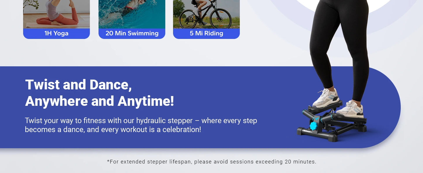 MERACH Mini Stepper with Resistance Bands — 330lbs Capacity Fitness Stepper for Home Exercise & Twisting Workouts