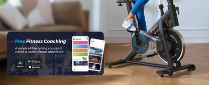 MERACH Exercise Bike – Low Noise Stationary Cycling Bike with 270lbs Weight Capacity, Tablet Mount & Fitness Courses for Indoor Workouts