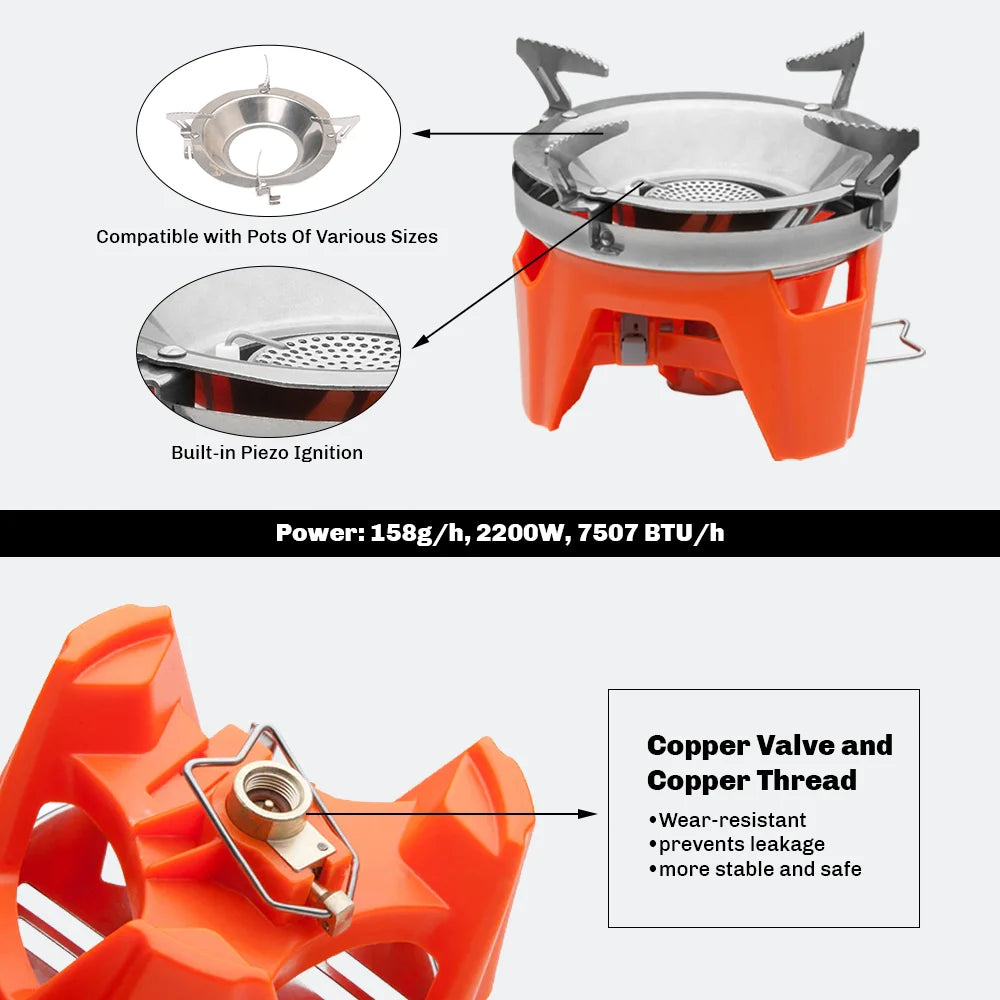 Fire Maple X2 Outdoor Gas Stove Burner - Portable Cooking System with Heat Exchanger Pot, FMS-X2 Camping Hiking Gas Cooker for Tourists