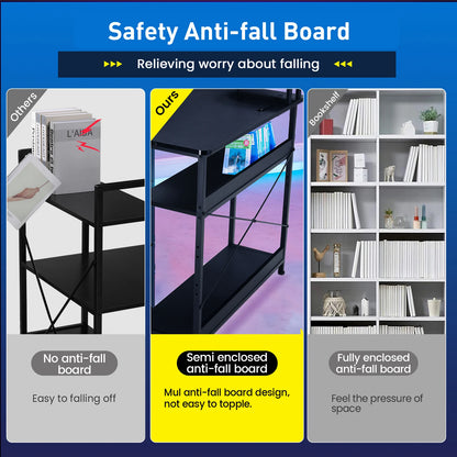 L-Shaped Gaming Desk with Drawers – Carbon Fiber Computer Desk with Monitor Arm for Home Office
