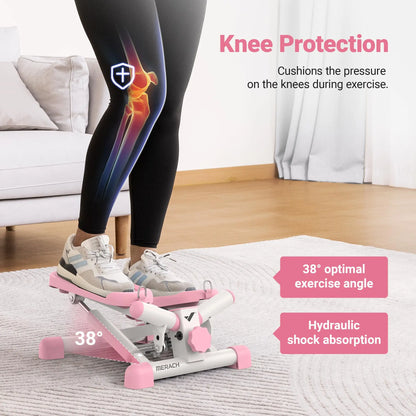 MERACH Mini Stepper with Resistance Bands — 330lbs Capacity Fitness Stepper for Home Exercise & Twisting Workouts