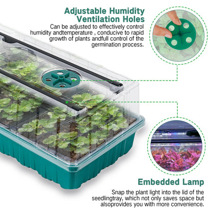 36-Cell Seed Starter Tray with Grow Light — Adjustable 3-Color Lighting, Humidity Dome for Seed Germination