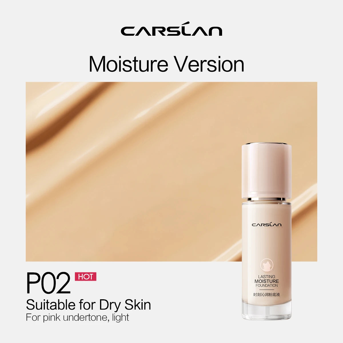 CARSLAN Long-Lasting Moisture Matte Liquid Foundation – Full Coverage Concealer, Whitening & Oil Control Face Base Makeup