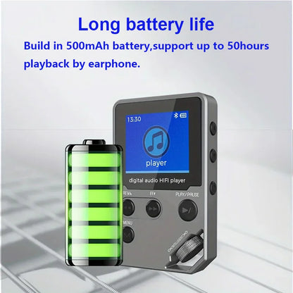 C5 8GB Bluetooth MP3 Music Player – Lossless Sound, Zinc Alloy Body, Rotary Controls, FM Radio & Voice Recorder