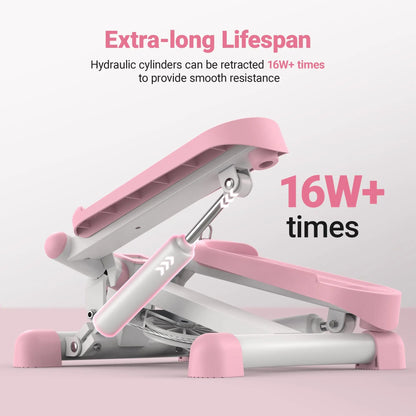 MERACH Mini Stepper with Resistance Bands — 330lbs Capacity Fitness Stepper for Home Exercise & Twisting Workouts